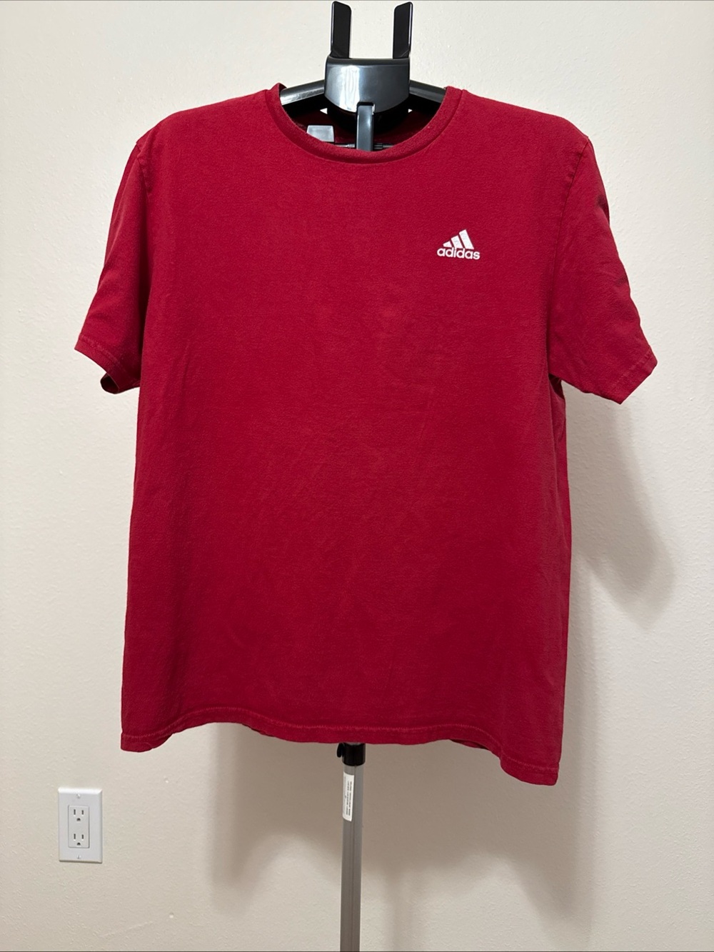 adidas Men's Deep Red Short Sleeve Logo Tee